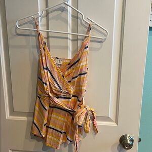 a new day Multicolor Striped Wrap Tank Top